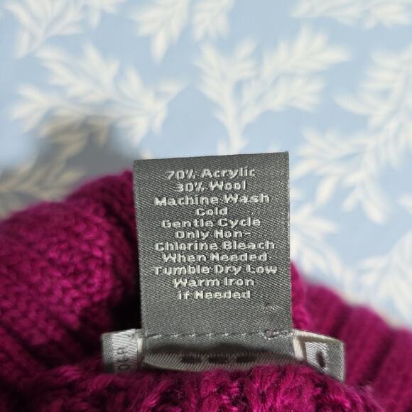 Ann Taylor Womens Sz XL Purple Wool Blend Cable Knit Ribbed Cowl Neck Sweater - Picture 11 of 11